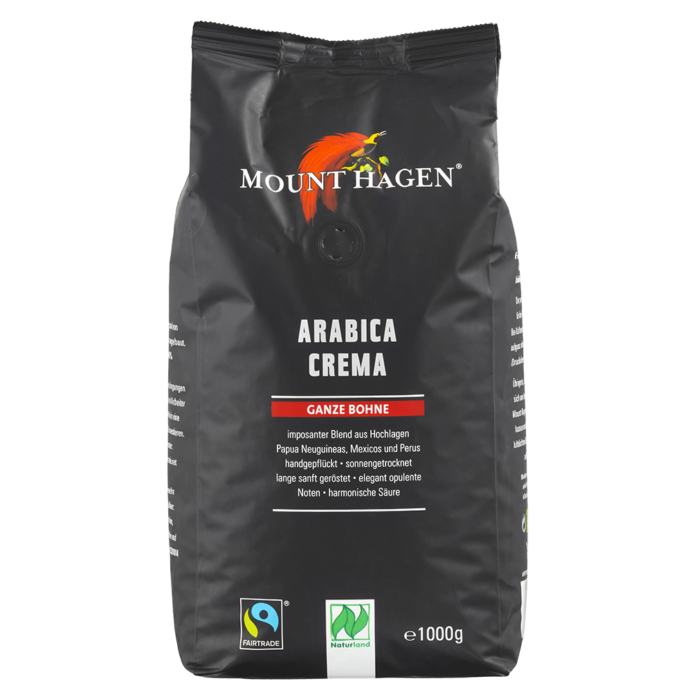 Bio Arabica Crema, ganze Bohne, 1kg von Mount Hagen