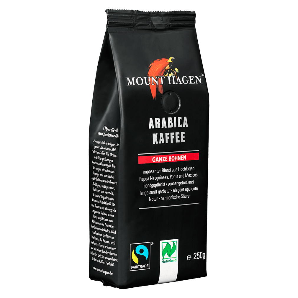 Bio Arabica Röstkaffee, ganze Bohne, 250g Bio Arabica Röstkaffee, ganze Bohne, 250g von Mount Hagen