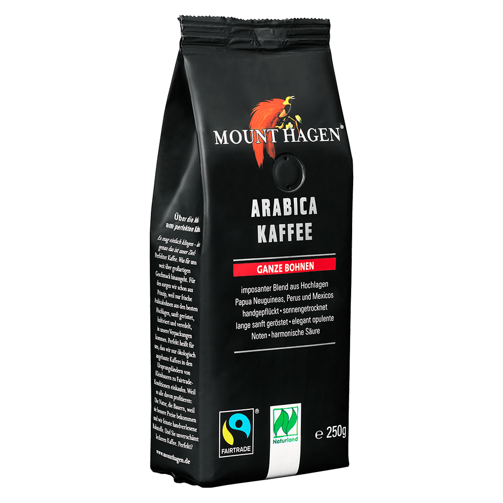 Bio Arabica Röstkaffee, ganze Bohne, 250g von Mount Hagen