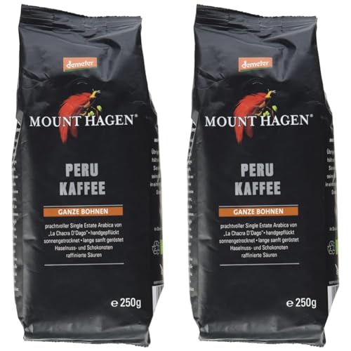 Mount Hagen Bio Demeter Röstkaffee Peru, 250g ganze Bohne (Packung mit 2) von Mount Hagen