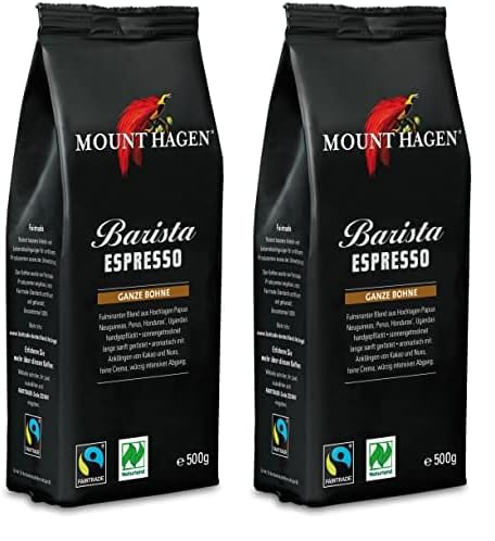Mount Hagen Bio Espresso Barista ganze Bohne FT Naturland 500g (Packung mit 2) von Mount Hagen