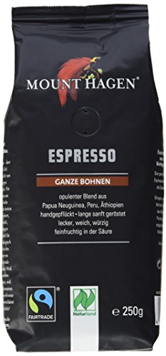 Mount Hagen Bio-Espresso ganze Bohne FairTrade, Naturland, 3er Pack (3 x 250 g) von Mount Hagen