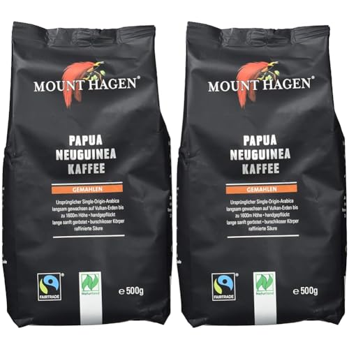 Mount Hagen Bio FT Naturland Röstkaffee Papua Neuguinea, 500g gemahlen (Packung mit 2) von Mount Hagen