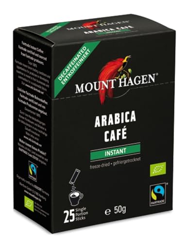 Mount Hagen Bio FT Naturland Instant Kaffee Sticks, 25x2g, entkoffeiniert von Mount Hagen