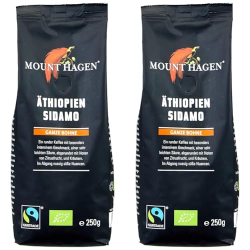 Mount Hagen Bio Fairtrade Röstkaffee Äthiopien, 250g ganze Bohne (Packung mit 2) von Mount Hagen