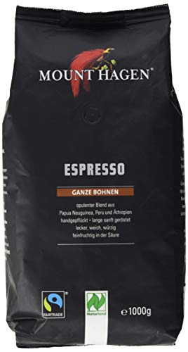 Mount Hagen Espresso ganze Bohne FairTrade, 1er Pack (1 x 1 kg) - Bio von Mount Hagen