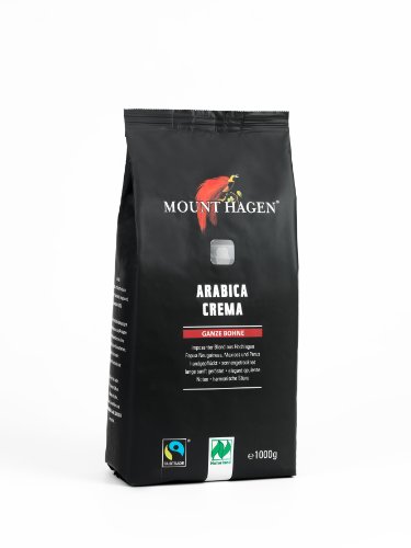 Mount Hagen Bio FT Naturland Röstkaffee Arabica Crema, 1kg ganze Bohne von Mount Hagen