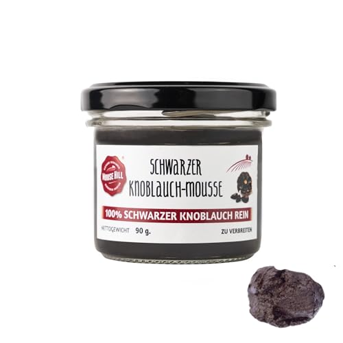 Schwarzer Knoblauch Mousse 90gr im Glas | Frischer Knoblauch gereift und zu Mousse verarbeitet | Original aus Spanien | Herzhaft und Süß Mousse von AJO NEGRO DE MOUSE HILL