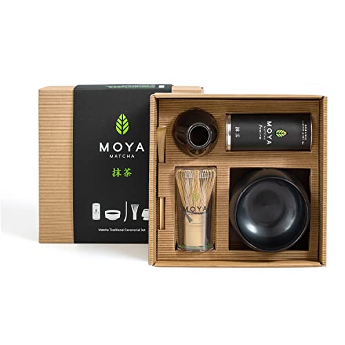 Moya Matcha Set 5-teiliges Premium Matcha Organischer Grüntee Pulver | BIO Matcha Premium Zeremonie-Qualität 30g + schwarze Matchaschale + Bambusbesen + Besenhalter + Bambuslöffel Moya Matcha Set 5-teiliges Premium Matcha Organischer Grüntee Pulver | BIO Matcha Premium Zeremonie-Qualität 30g + schwarze Matchaschale + Bambusbesen + Besenhalter + Bambuslöffel von Moya Matcha