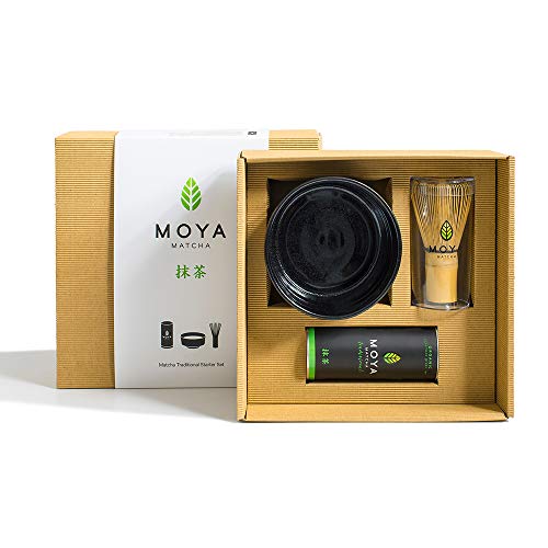 Moya Matcha Tee Set Organischer Pulver Grün | BIO 30g Traditionelle Klasse (II) | Verpackung + Matcha-Schale + Bambusbesen | Set zur Matcha-Zubereitung von Moya Matcha