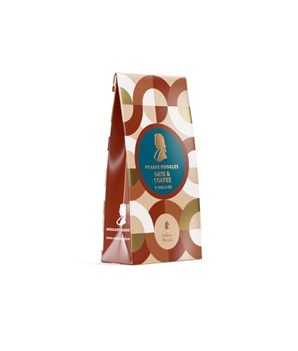Mozart Koogles, Kaffee & Dattel mozartkugeln, 8er Beutel, Mozart-Kugeln aus Zartbitter-Schokolade, Gefüllt mit Marzipan, Mandeln und Haselnuss-Nougat und Kaffee & Dattel, 136g Mozart Koogles, Kaffee & Dattel mozartkugeln, 8er Beutel, Mozart-Kugeln aus Zartbitter-Schokolade, Gefüllt mit Marzipan, Mandeln und Haselnuss-Nougat und Kaffee & Dattel, 136g von Mozart Koogles