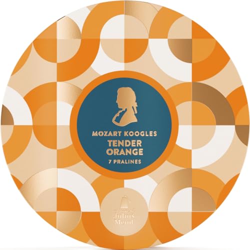 Mozart Koogles, Orange mozartkugeln, 7er Geschenkbox, Mozart-Kugeln aus Zartbitter-Schokolade, Gefüllt mit Marzipan, Mandeln und Haselnuss-Nougat und Orange, 119g Mozart Koogles, Orange mozartkugeln, 7er Geschenkbox, Mozart-Kugeln aus Zartbitter-Schokolade, Gefüllt mit Marzipan, Mandeln und Haselnuss-Nougat und Orange, 119g von Mozart Koogles