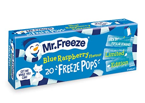 Mr Freeze Ice Pops – natürlich aromatisierte Eis am Stiel – Blauer Himbeergeschmack Vegan Friendly Freeze Pops, 20 x 45 ml (8er-Pack) von Mr Freeze