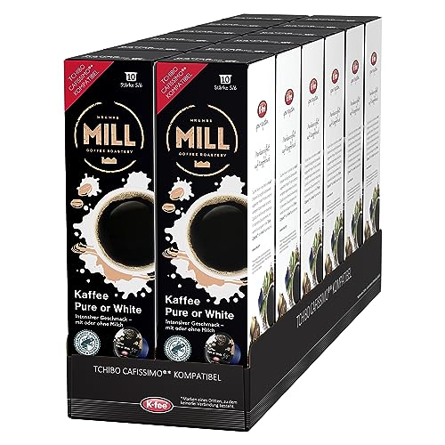 Mr & Mrs Mill Kaffeekapseln Kaffee Pure or White, Filterkaffee, Stärke 5/6, kompatibel mit K-fee & Tchibo Cafissimo*, RFA zertifiziert, 120 Kapseln (12 x 10) von Mr & Mrs Mill