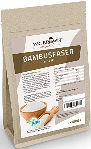 1kg Bambusfaserpulver, Bambusmehl, Bambuspulver, Bambus Mehl, Superfood, wiederverschließbaren Beutel, Backen für Low Carb-Küche von MR. BROWN