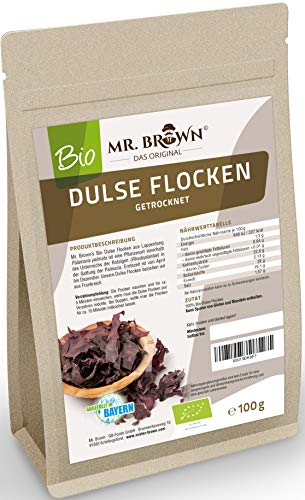 Bio Dulse Flocken getrocknet, Algen, Lappentang, Rotalgen aus Frankreich, vegan, Dulceflocken, Dulce, Meeresalgen (100 g) von MR. BROWN