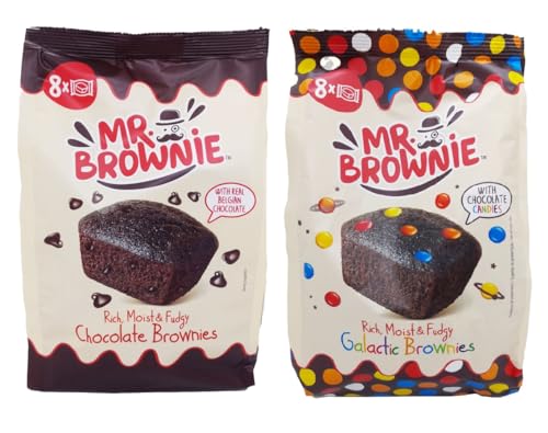 2 x Mr. Brownie 200g Chocolate Brownies Und 200g Galactic Brownies 8 Stück Gebäck Pro Packung Vorteilspackung Set von Mr. Brownie