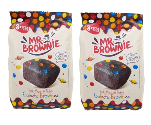 Mr. Brownie 2 x 200g Galactic Brownies Mit Belgischer Schokolade 8 Brownies Pro Packung Köstliches Feingebäck Vorteilspackung von Mr. Brownie