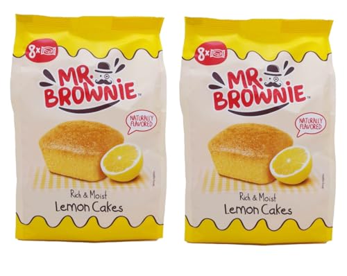 Mr. Brownie 2 x 200g Lemon Cakes 8 Gebäck mit Zitronengeschmack Pro Packung Köstliches Feingebäck Vorteilspackung von Mr. Brownie
