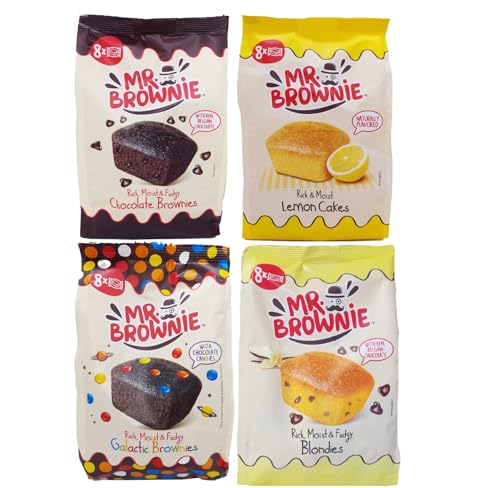 Mr. Brownie 4 x 200g Mr Brownie Chocolate Brownies | Galactic Brownies | Lemon Cakes | Blondies Mit Belgischer Schokolade Gebäck Vorteilspackung Set von Mr. Brownie