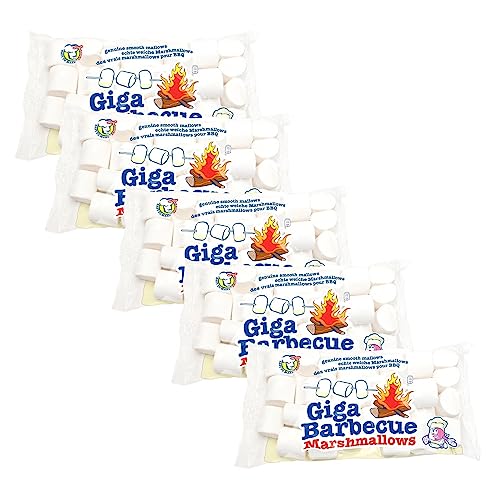 Mr. Mallo Giga Barbecue Marshmallows (5x 750g) | XXL-Marshmallows | Schaumzucker-Ware | Mäusespeck | insgesamt 3750g softe Süßigkeit für Barbecue, Lagerfeuer oder zum Grillen (5x 750 g) von Mr. Mallo