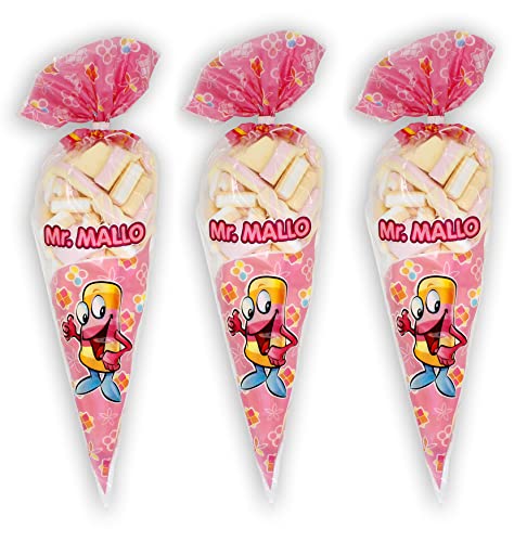 Mr. Mallo Marshmallow Spitzbeutel | Schaumzucker Bunte Mischung für Geburtstage Karneval Partys | praktisch mit Clip Verschluss (3x250g) von Mr. Mallo