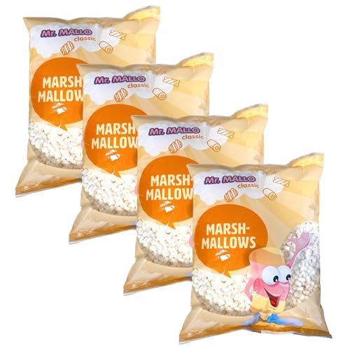 Mr. Mallo Mini Marshmallows 4x 1000g | Schaumzucker-Ware | Mäusespeck | Großverpackung softe Süßigkeit zum Backen, Kakao Mr. Mallo Mini Marshmallows 4x 1000g | Schaumzucker-Ware | Mäusespeck | Großverpackung softe Süßigkeit zum Backen, Kakao von Mr. Mallo