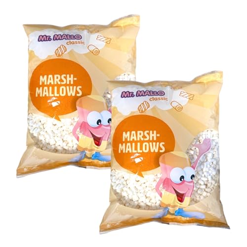 Mr. Mallo Mini Marshmallows 2x 1000g | Schaumzucker-Ware | Mäusespeck | Großverpackung softe Süßigkeit zum Backen, Verzieren Kakao von Mr. Mallo