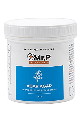 Mr.P Ingredients Agar Agar 500g Pulver Gelatine-Ersatz Ideal für die herstellung von Gelee Mousse Geliermittel Vegan Vegetarisch Halal Koscher Nicht-GVO von Mr.P Ingredients