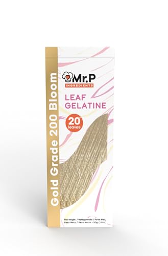 Mr.P Ingredients Blattgelatine Goldqualität 20 Blätter 50 g 200 Bloom Schweinegelatine Nicht-GVO Glutenfreie Wiederverschließbare Verpackung Mr.P Ingredients Blattgelatine Goldqualität 20 Blätter 50 g 200 Bloom Schweinegelatine Nicht-GVO Glutenfreie Wiederverschließbare Verpackung von Mr.P Ingredients