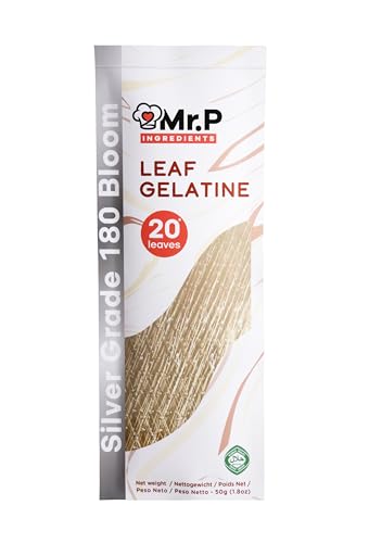 Mr.P Ingredients Blattgelatine Silberqualität 20 Blätter 50 g 180 Bloom Rindergelatine Halal Nicht-GVO Glutenfreie Wiederverschließbare Verpackung Mr.P Ingredients Blattgelatine Silberqualität 20 Blätter 50 g 180 Bloom Rindergelatine Halal Nicht-GVO Glutenfreie Wiederverschließbare Verpackung von Mr.P Ingredients