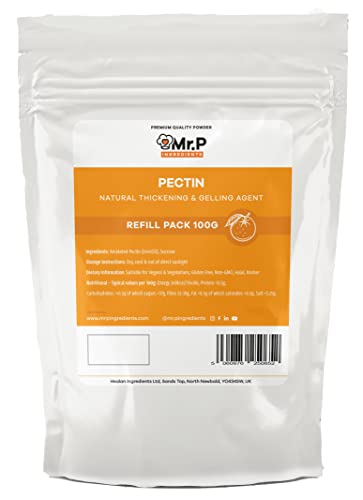 Mr.P Ingredients Pektin 100g Refill Pack NH Pulver Geliermittel Konfitüren Marmeladen Chutney Fruchtgelees Fruchtkompott Geliermittel Vegan Vegetarisch Halal Koscher Glutenfrei von Mr.P Ingredients