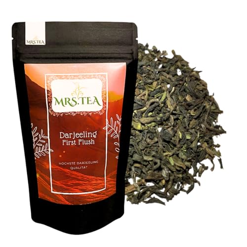 Mrs. Tea Darjeeling First Flush loser Tee SFTGFOP | 90 g | beste Darjeeling-Qualität, mild-aromatischer Schwarzer Tee von Mrs. Tea