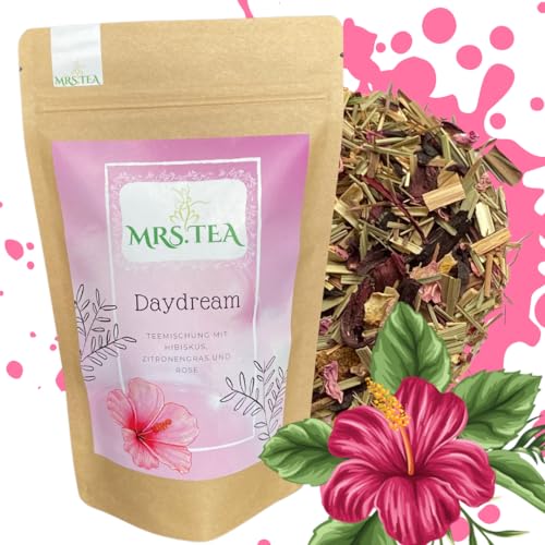 Mrs. Tea Daydream 80 g | Hibiskusblütentee | Hibiskus & Rose | leicht säuerlich und fruchtig | Loser Tee | roter Tee | laktosefrei | vegan | glutenfrei | leuchtend rote Farbe | Ideal als Eistee von Mrs. Tea