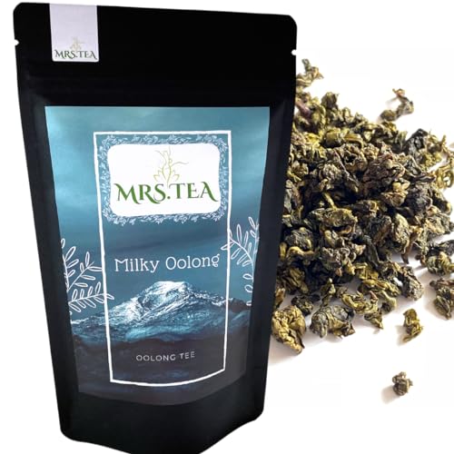 Mrs. Tea Milky Oolong Tee | Premium Oolongtee mit Grüntee Charakter, Halbfermentierter Grüner Tee Lose | Cremige Milchnote | Chinesischer Oolong Tea 90 g von Mrs. Tea