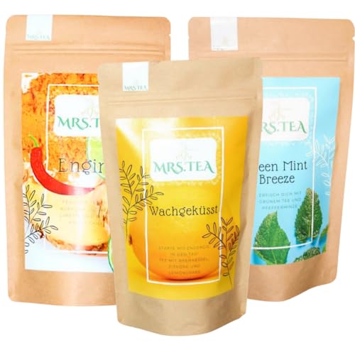 Mrs. Tea Sparpack Vitalität - Wachgeküsst (60g), Green Mint Breeze (70g) und Engine (100g) | Loser Tee Set von Mrs. Tea