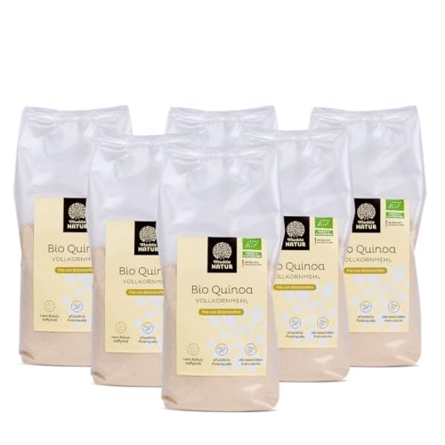 Mudda Natur Bio Quinoa Vollkornmehl, angebaut in Deutschland – glutenfrei & frei von Bitterstoffen, ideal zum für süßes und herzhaftes Backen, Brot & Gebäck (6x 300g Vorteilspaket) von Mudda Natur
