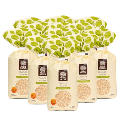 Mudda Natur Vollkorn Quinoa, Quinoa aus Deutschland - glutenfrei & frei von Bitterstoffen, ohne Waschen direkt kochen (12x 400g Vorteilspaket) von Mudda Natur