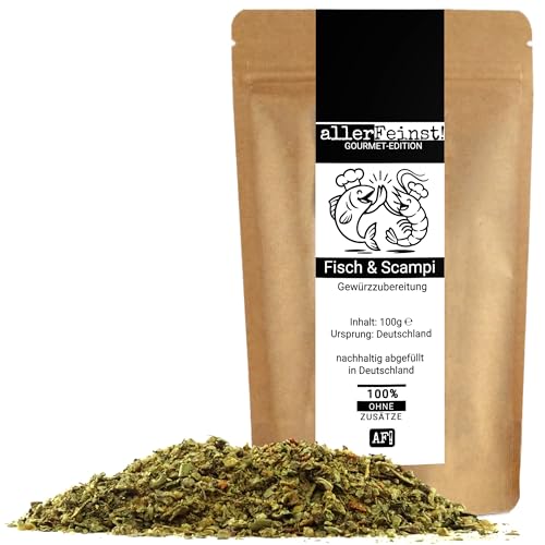 allerFeinst! - Premium Fisch & Scampi Gewürz | Gourmet Gewürzzubereitung | Fischgewürz für Seafood, Meeresfrüchte, Garnelen, Lachs, etc., 1er Pack (1 x 100g) von MüMa´s