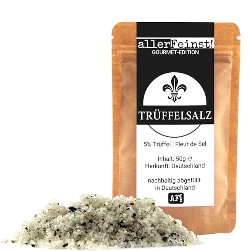 allerFeinst! - Premium Trüffelsalz mit 5% Trüffel | Gourmet Fleur de Sel Trüffelgewürz | Echter Sommertrüffel | Tuber aestivum, 1er Pack (1 x 50g) von MüMa´s