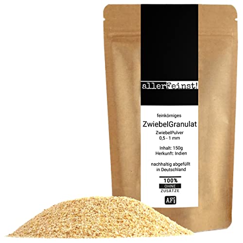 allerFeinst! - granuliertes Zwiebelpulver Zwiebelgranulat Onion Powder, hoch aromatisch für Marinaden Rubs Gewürzmischungen, 1er Pack (1 x 150g) von MüMa´s