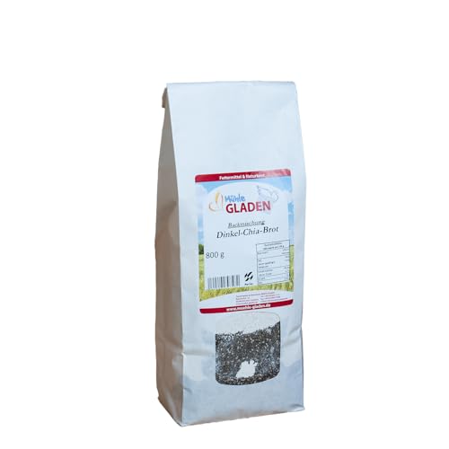 Dinkel-Chia Brot - Backmischung 800g - Selbstbacken mit Rezept von Mühle Gladen