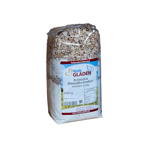 Kerniges Dinkelflockenbrot - Backmischung 1000g - Selbstbacken mit Rezept von Mühle Gladen