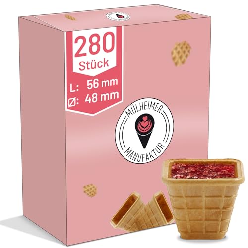 MyNaschbar Portionsbecher VEGAN Vierkant, 280 Stück, 40 ml, 56 mm lang, 48x48 mm – Knusprige Waffelbecher zum Befüllen – Ideal für Dips, Marmelade, Dekorationen & Fingerfood – Eisdielen-Qualität MyNaschbar Portionsbecher VEGAN Vierkant, 280 Stück, 40 ml, 56 mm lang, 48x48 mm – Knusprige Waffelbecher zum Befüllen – Ideal für Dips, Marmelade, Dekorationen & Fingerfood – Eisdielen-Qualität von Mülheimer Manufaktur Eiswaffeln