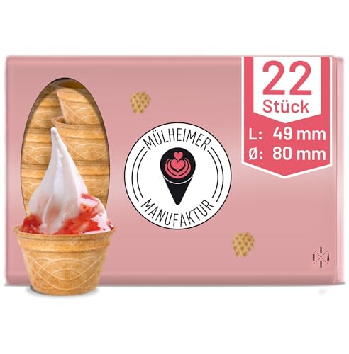 MyNaschbar Waffelbecher VEGAN rund, 22 Stück,120 ml, 49 mm lang, Ø80 mm – Knusprige Softeisbecher zum Befüllen – für Eis, Softeis oder als Backform für Muffin & Cupcakes von Mülheimer Manufaktur
