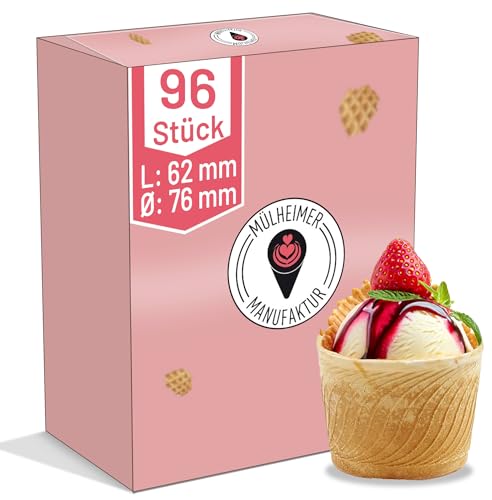 Waffelbecher 150ml 62xØ76mm | essbare Muffincup | Eisbecher (96 Stück) von Mülheimer Manufaktur