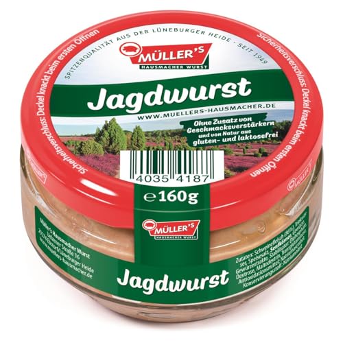 6x Müller's Jagdwurst 160g Glas von Müller’s Hausmacher Wurst