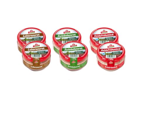 6x Müller’s Original Probierset 2: 2 x Heidefrühstück + 2 x Zwiebelwurst + 2 x Leberwurst von Müller’s Hausmacher Wurst