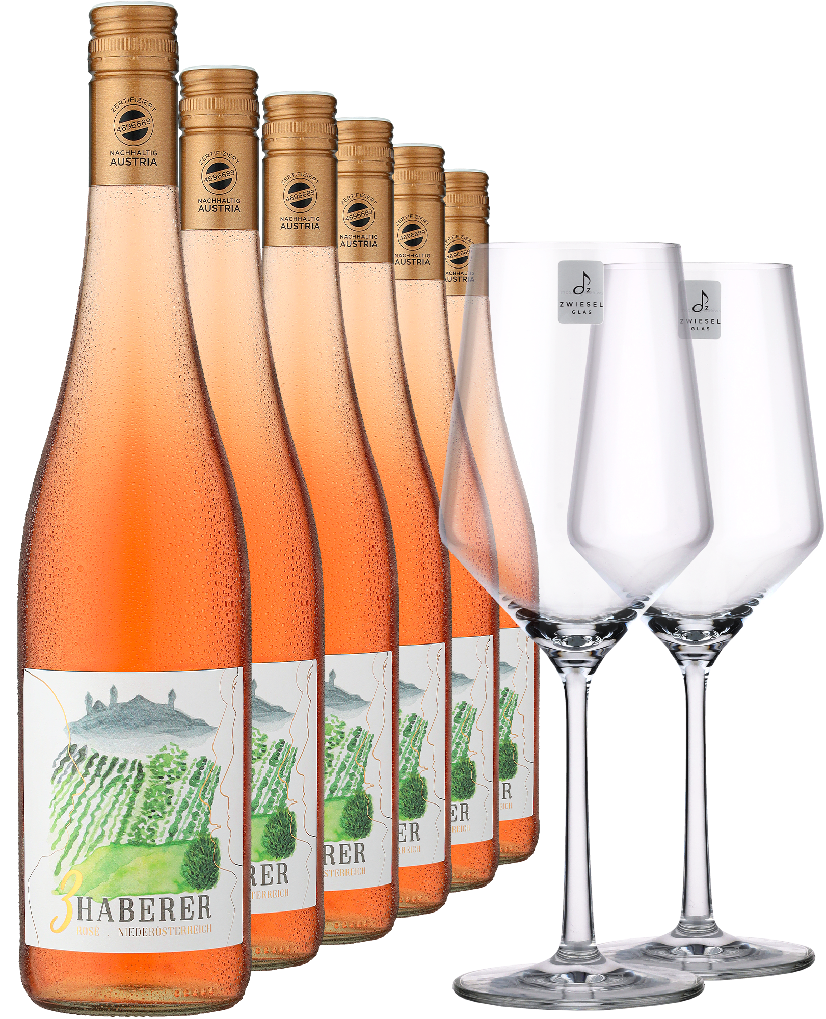 2023 Müller »3 Haberer« Rosé im 6er-Vorratspaket inkl. 2er-Set Zwiesel Glas »PURE« 2023 Müller »3 Haberer« Rosé im 6er-Vorratspaket inkl. 2er-Set Zwiesel Glas »PURE«