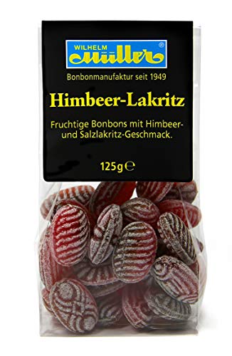 Himbeer-Lakritz, fruchtige Bonbons mit Himbeer- und Salzlakritz-Geschmack (1 Tüte) von Müller